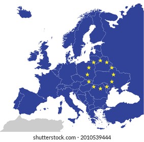 European flag map isolated on white background. Map of the Europe.Vector stock