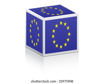 european flag on box vector illustration