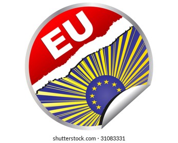 bandera europea en ilustración vectorial de etiqueta