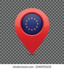Pino de bandeira europeia para mapas e sistemas de navegação para marcar a localização atual. Design do ícone da Interface do Usuário. Ilustração vetorial.	