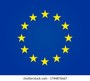 European flag with yellow stars on blue background. Euro logo. Europe emblem. Circle ring of golden stars as symbol europa union. vector