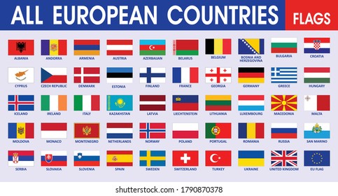 European flags All Countries set Official