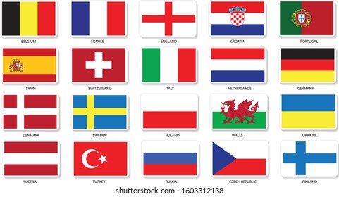 european flags clip art for emblem, sticker icon etc.