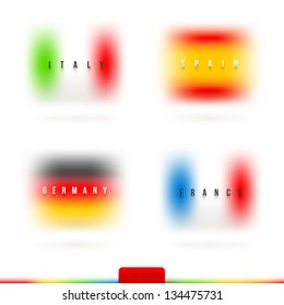 European flags with country name and diffuse colors - vector illustration