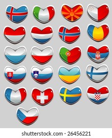 european flags in a shape of a heart