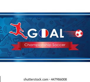 European football 2022 background. France Championship Soccer logo. Goal. Goal Winner. Soccer goal icon. Abstract soccer goal illustration. Champion league ball vector. Europa 2023 Final Soccer player