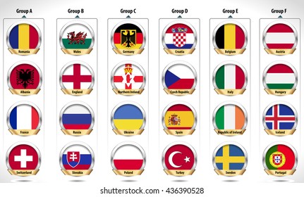 European football championship 2016 in France groups vector