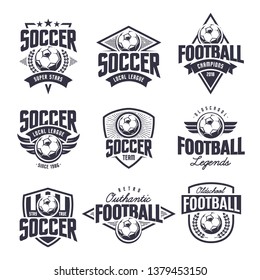 European football classic emblems vector set.