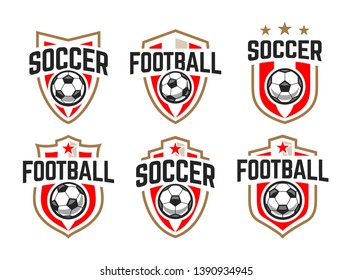 European football classic emblems vector set.