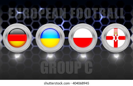 European Football Group C On Tournament, Vector Illustration