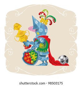 European football. Knight with the cup, vector