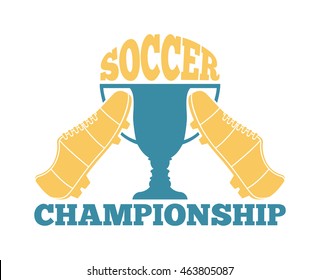 European football, soccer label, emblem and design championship elements