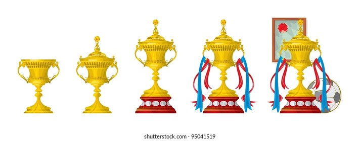 European football-trophy layering, vector