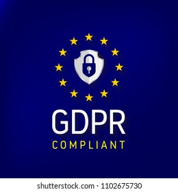 European General Data Protection Regulation - GDPR, 25 May 2018. Vector illustration