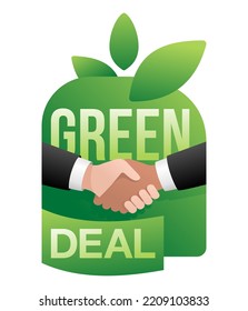 European Green Deal - set of policy initiatives with overarching aim of making the EU climate neutral in 2050. Isolated vector badge