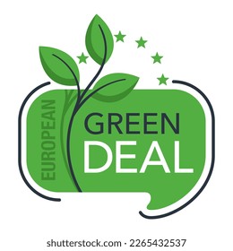 European Green Deal - set of policy initiatives with overarching aim of making the EU climate neutral. Isolated vector badge