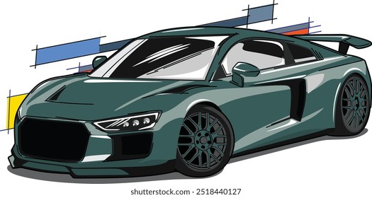 european grey sportcar vector design