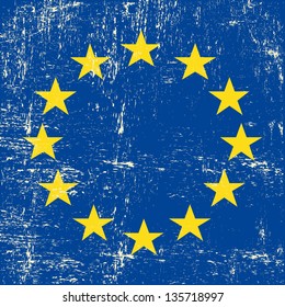 European grunge Flag. A square flag of european union with a texture