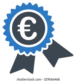 European Guarantee Seal vector icon. Style is bicolor flat symbol, smooth blue colors, rounded angles, white background.