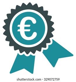 European Guarantee Seal vector icon. Style is bicolor flat symbol, soft blue colors, rounded angles, white background.