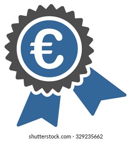 European Guarantee Seal vector icon. Style is bicolor flat symbol, cobalt and gray colors, rounded angles, white background.
