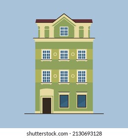 European historical buildings. Traditional Amsterdam, Netherlands architecture. Vector illustration.