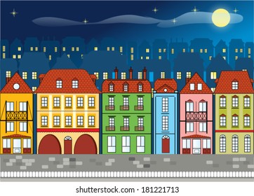  European houses night