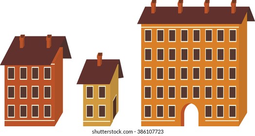 European houses vector pattern set