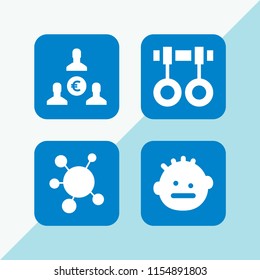 european icon. 4 european set with confused, euro, gymnast and molecule unions vector icons for web and mobile app