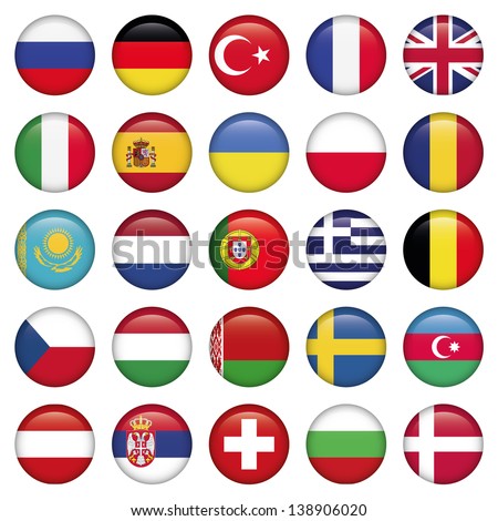 European Icons Round Flags, Zip includes high resolution image, Illustrator files. Vector with transparency.