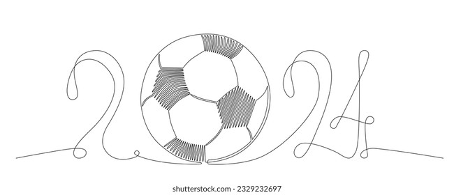 European international football championship symbol 2024 in Germany. Vector stock continues line ball illustration isolated on white background. Editable stroke single line. EPS10