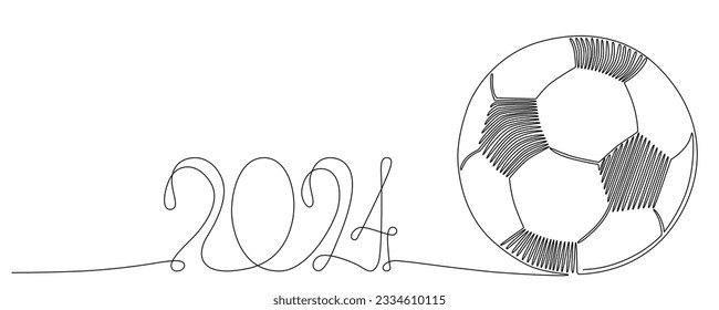 European international football championship symbol 2024 in Germany. Vector stock continues line ball illustration isolated on white background. Editable stroke single line. EPS10