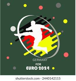 European international football championship symbol 2024 in Germany frame. Vector stock continues line ball illustration isolated on green background