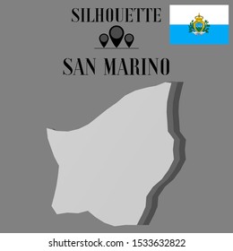 European, Italian San Marino, outline world map silhouette vector illustration, creative design background, national country flag, objects, element, symbols from countries all continents set.