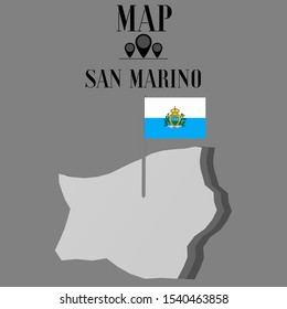 European, Italian San Marino, outline world map silhouette vector illustration, creative design background, national country flag, objects, element, symbols from countries all continents set.