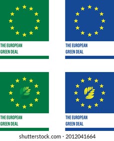 European label "the european green deal" for the reduction of greenhouse gases, in vector