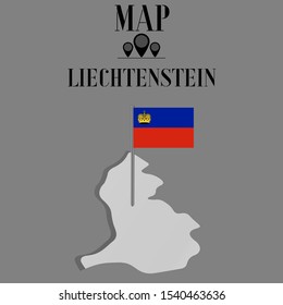 European Liechtenstein outline world map silhouette vector illustration, creative design background, national country flag, design element, symbols from countries all continents set. 