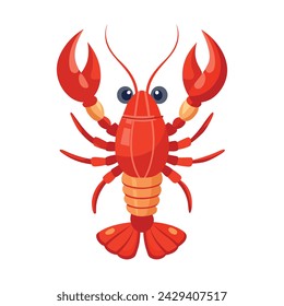 European lobster flat Vector illustration on white background