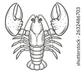 European Lobster Line Art Illustration