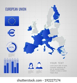 European map with national borders with countries flags, isolated on white background