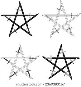 European medieval sword vector design, Ancient swords forming a star