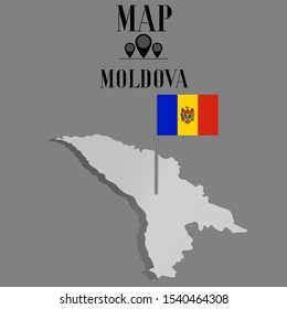 European Moldova outline world map silhouette vector illustration, creative design background, national country flag, design element, symbols from countries all continents set. 