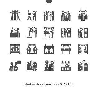 European Neighbours Day of May. Picnic celebrate. Festive table. National tradition. Calendar. Vector Solid Icons. Simple Pictogram