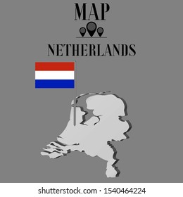 European Netherlands outline world map silhouette vector illustration, creative design background, national country flag, objects, element, symbols from countries all continents set. 