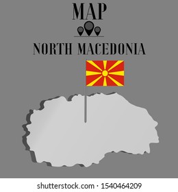 European North Macedonia outline world map silhouette vector illustration, creative design background, national country flag, objects, element, symbols from countries all continents set. 