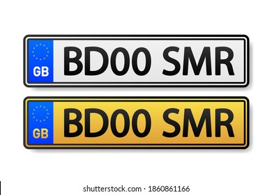 European Number plate car. Information sign. Options for vehicle license plates.