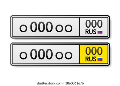 European Number plate car. Information sign. Options for vehicle license plates.