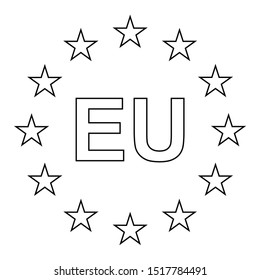 European official union flag , EU flag , with black and white color isolated on background