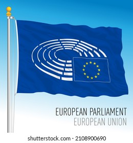 European Parliament Blue Flag, European Union Institution, Vector Illustration