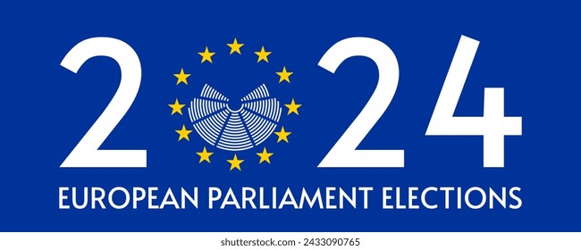 european parliament elections 2024 vector poster with blue background